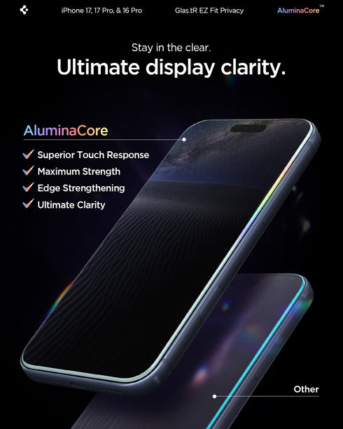 Spigen iPhone 17 Pro / 17 Screen Protector – GLAS.tR EZ Fit | Privacy